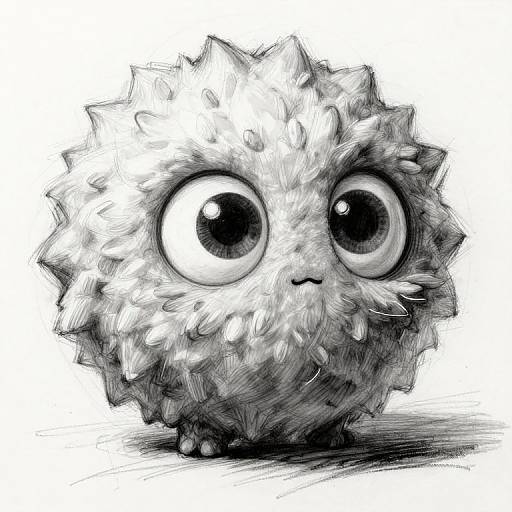 Charcoal Sketch of Fluffy Creature