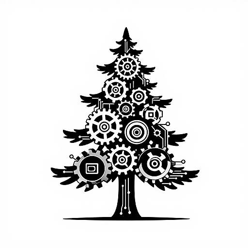 Mechanical Pine Tree Vector Logo