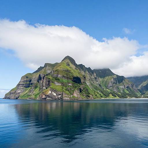 Majestic Jagged Mountains Over Ocean