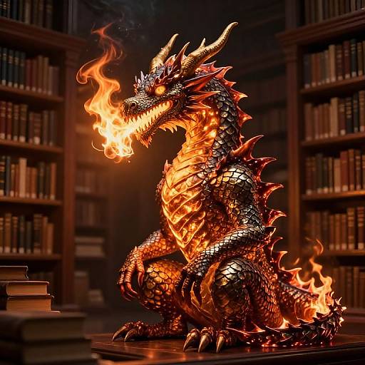 Dragon of Knowledge in Fiery Library