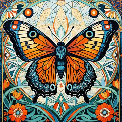 Vibrant Neo-Impressionist Crystal Moth Art Vibrant Neo-Impressionist Crystal Moth Art