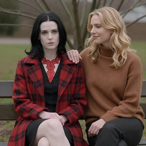 Two Women Sharing a Moment on a Bench