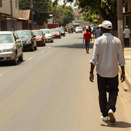 Sunlit Street Scene with a Stylish Man