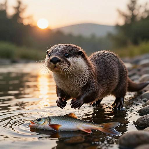 Hyper-Realistic Playful Otter Dive