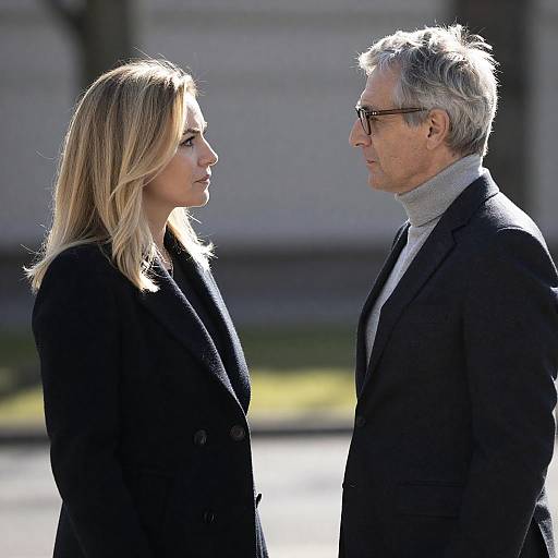 Sunlit Confrontation Between Woman and Man