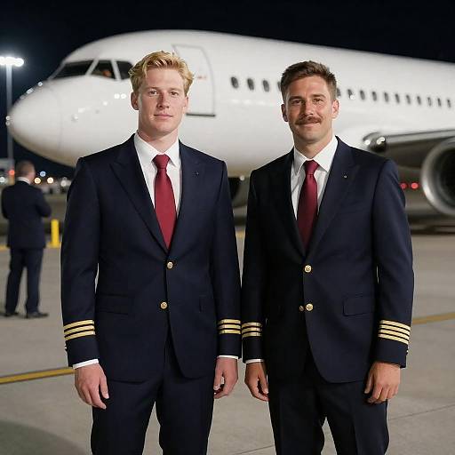 Two Pilots at Night by Airplane