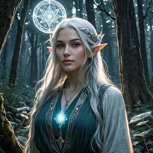 Celestial Elf in Mystical Twilight Forest