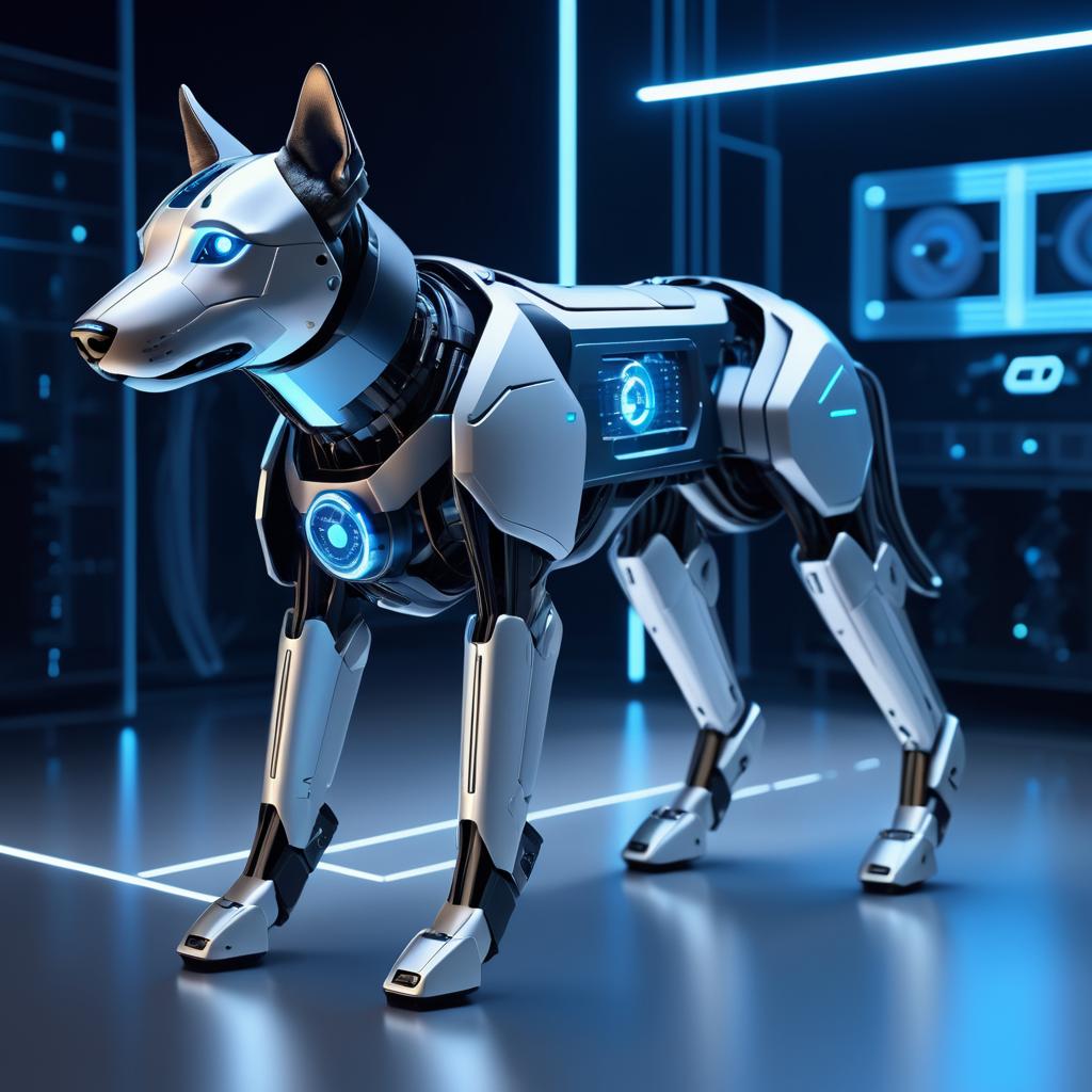 Futuristic Half-Robotic Dog Companion