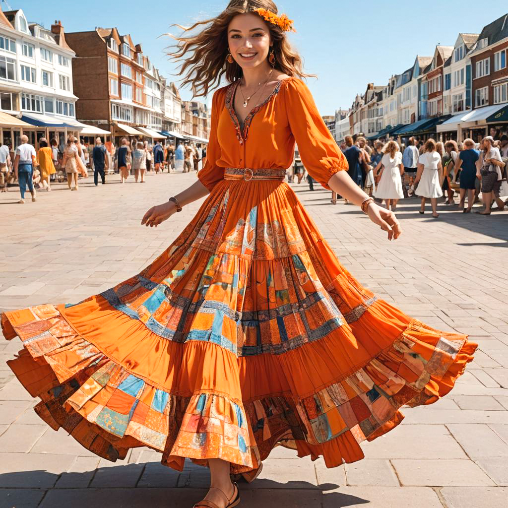 Vibrant Young Artist at Seaside Promenade