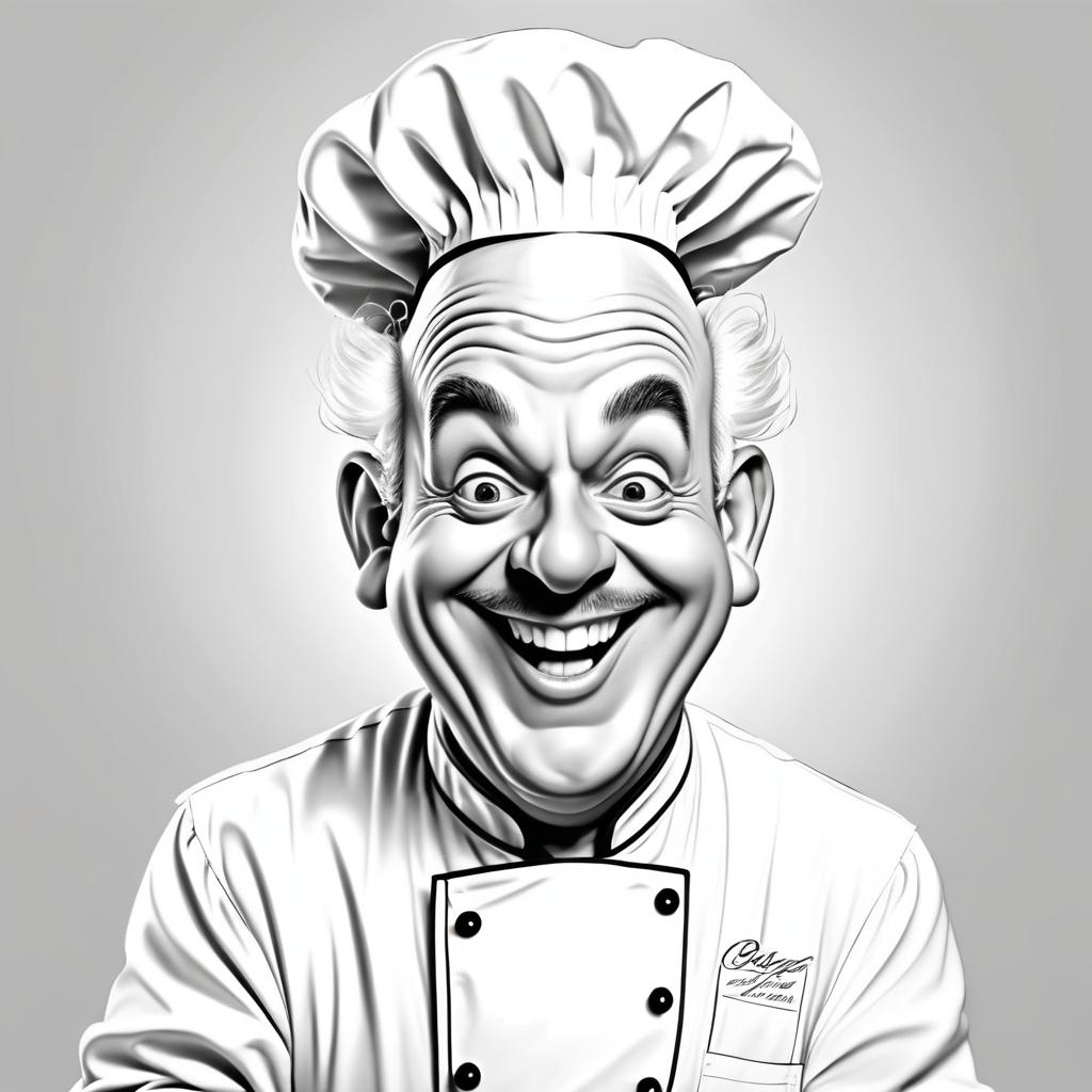 Funny Caricature of an Enthusiastic Chef