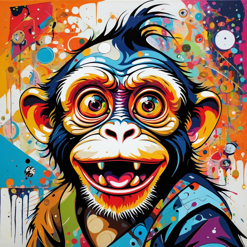 Dadaism-Inspired Mischievous Monkey Portrait