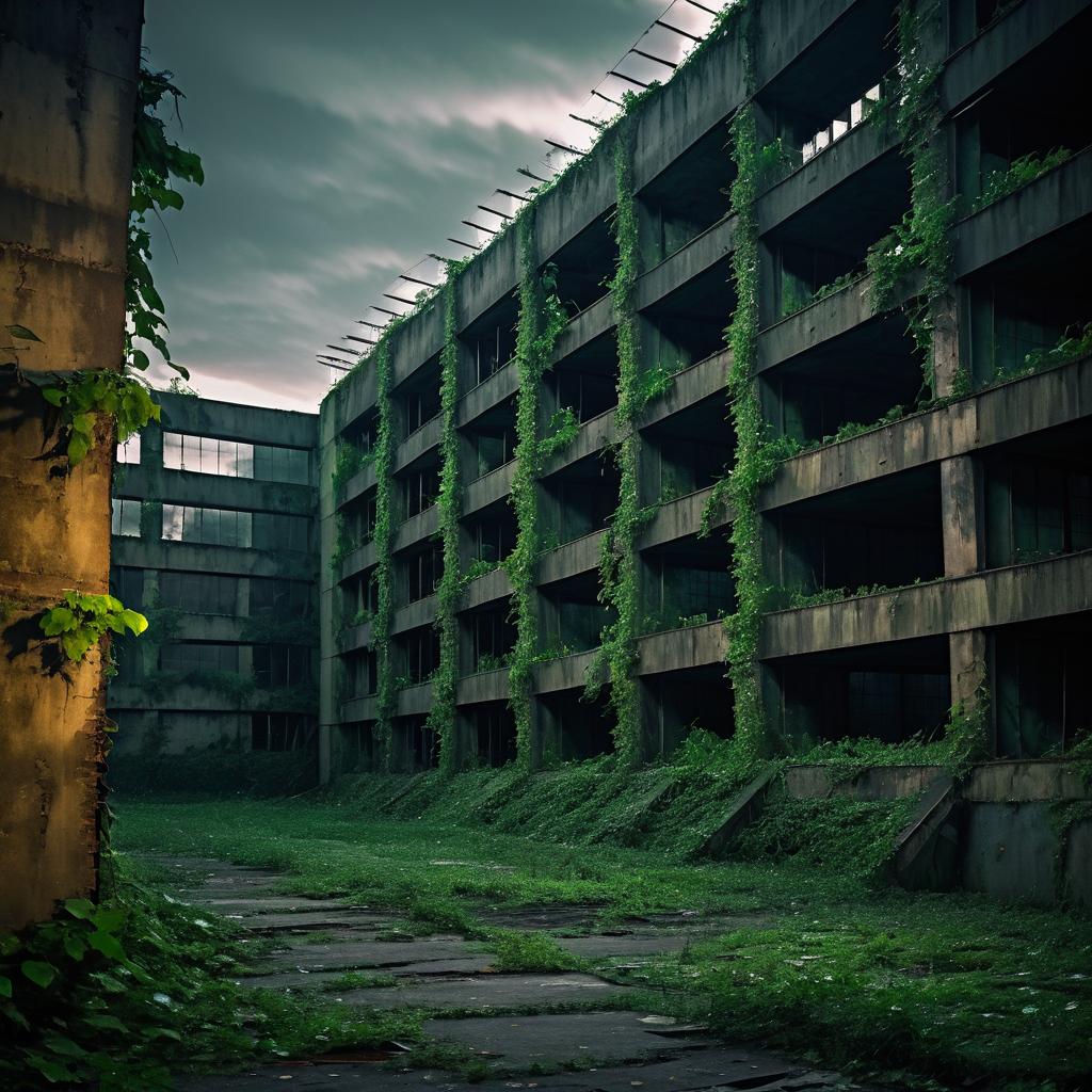 Overgrown Industrial Bunker in Dystopia