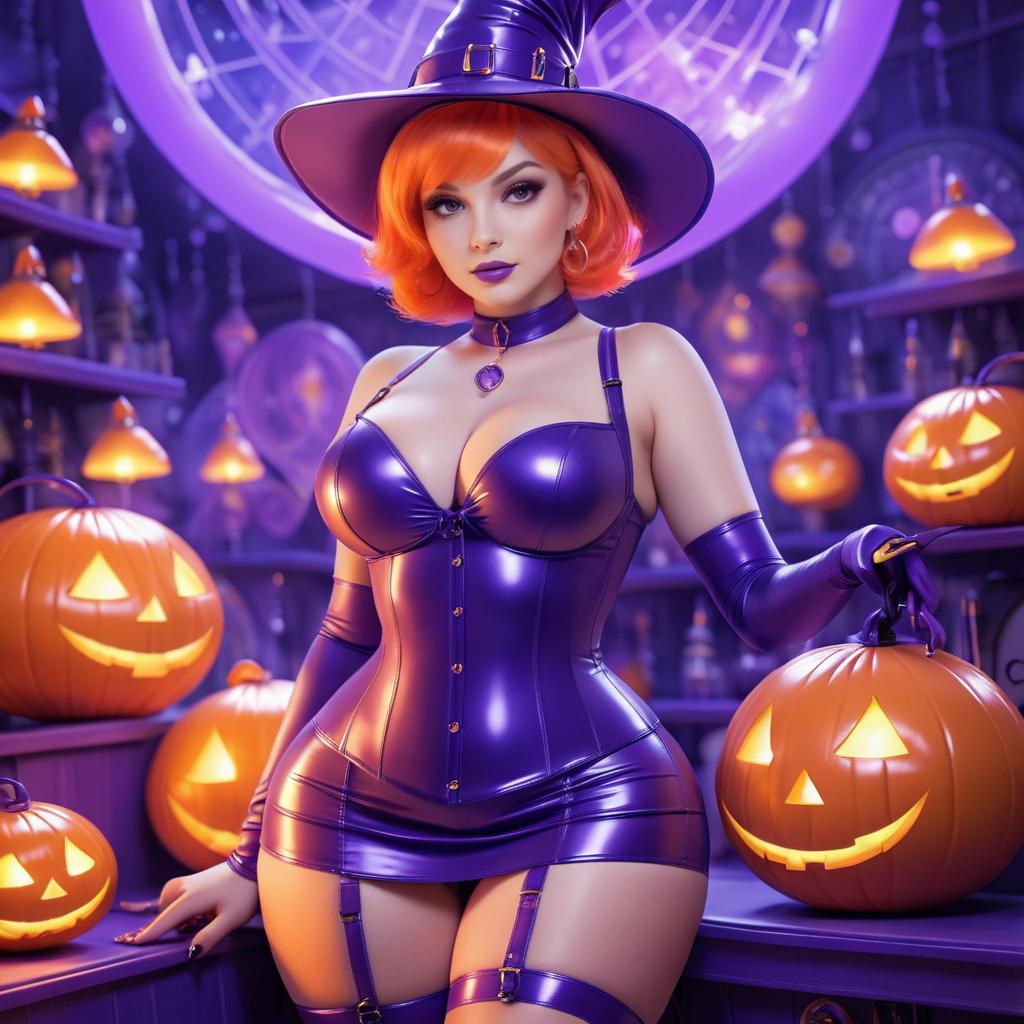 Curvy Witch in Vibrant Mystic Setting