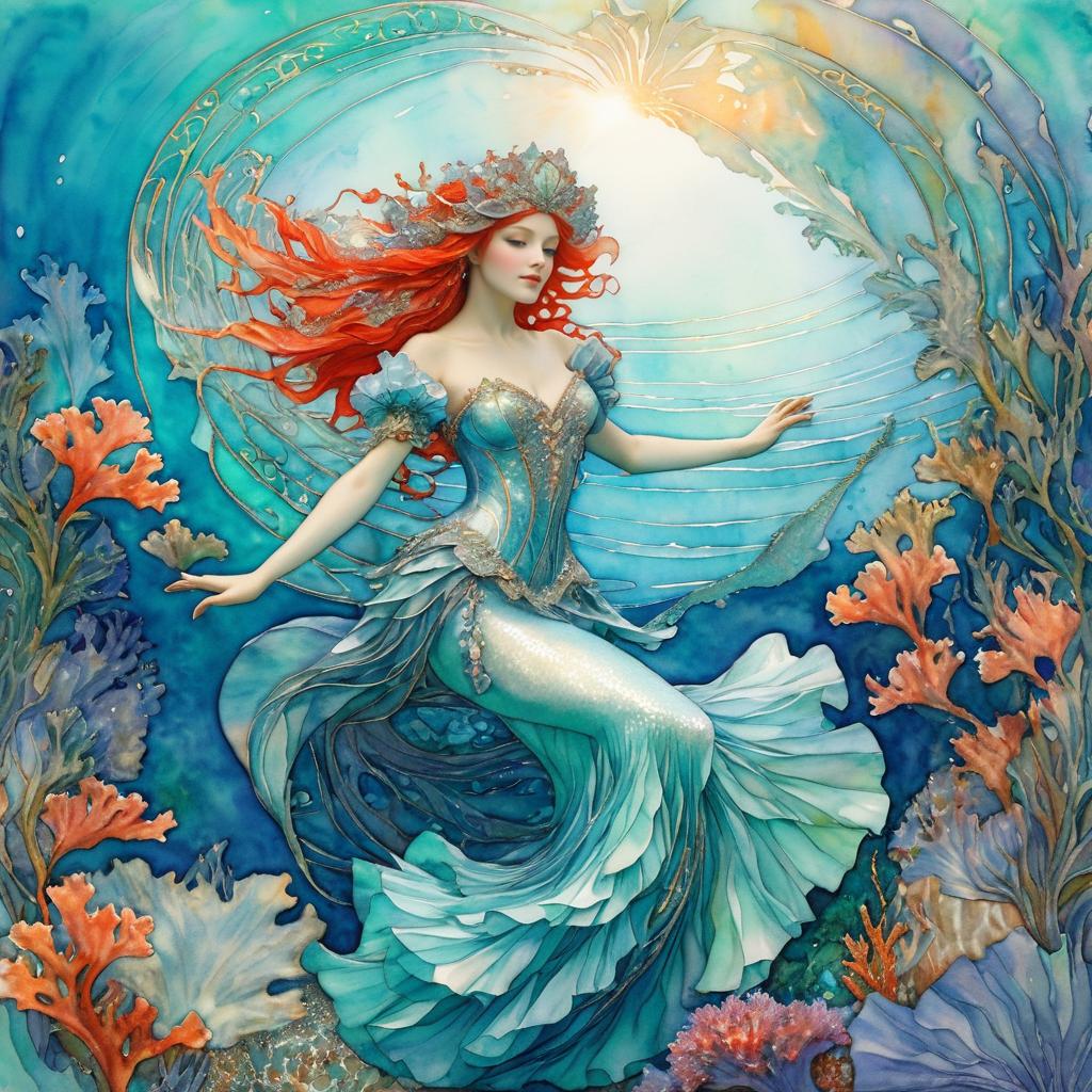 Silver Mermaid Dance in Vibrant Coral Reef