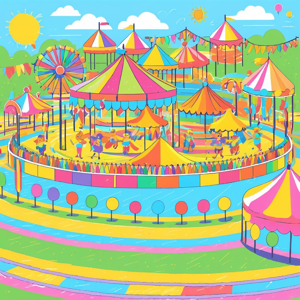 Childish Crayon Carnival on a Sunny Day