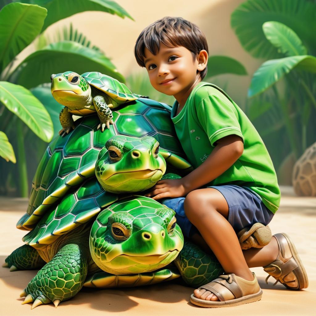 Heartwarming Boy and Tortoise Embrace