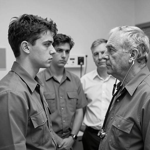 Intense Medical Encounter in Black and White