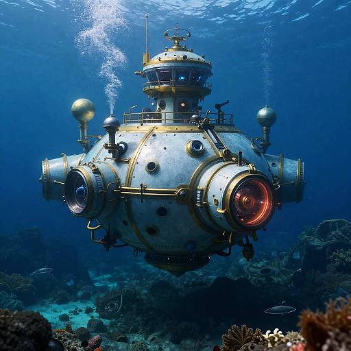 Futuristic Deep-Sea Research Station in Abyss
