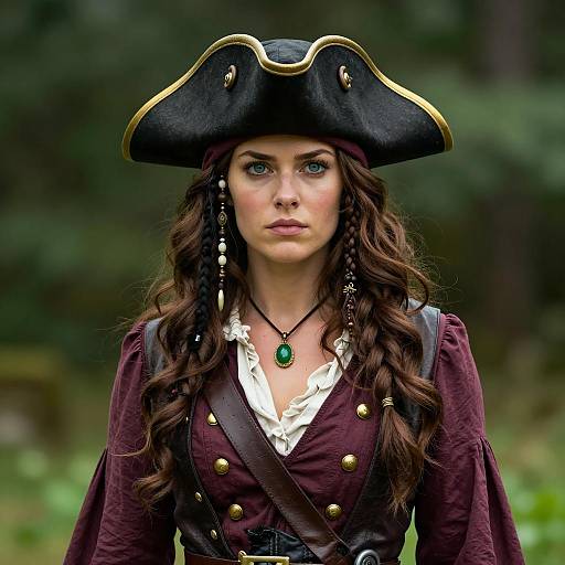 Woman in Pirate Costume with Tricorn Hat