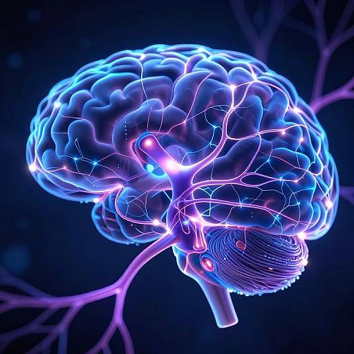 Glowing Neural Connectome in Futuristic Brain