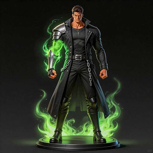 Heroic Warrior in Dark Armor Illustration