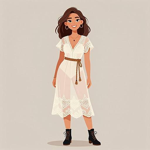 Bohemian Chic Woman in Lace Dress