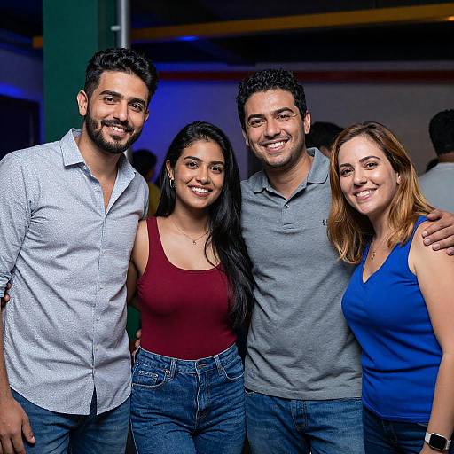 Joyful Group Portrait with Colorful Background