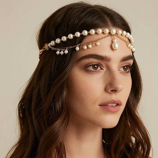 Boho Pearl Layered Chain Headpiece