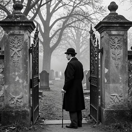 Mysterious Man at Graveyard Gate