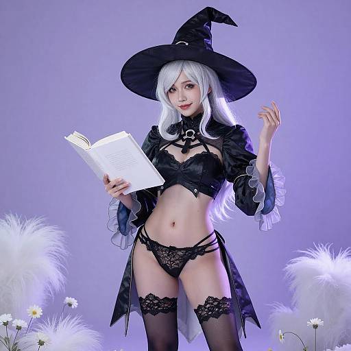 Confident Witch with Glowing Book