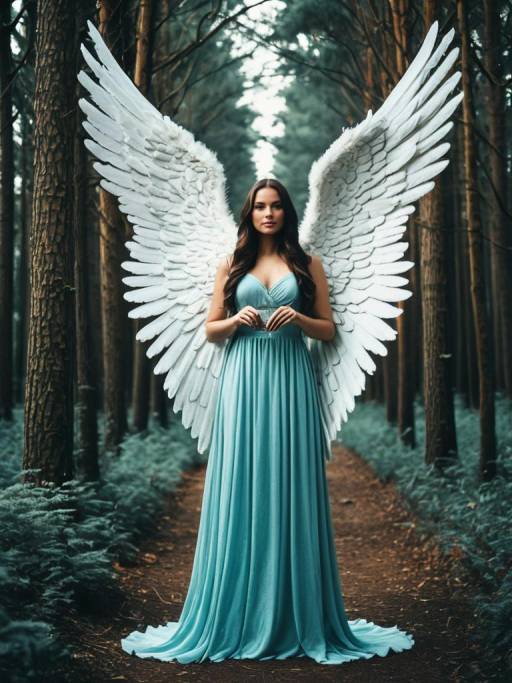 Majestic Portrait with Angel Wings in Forest