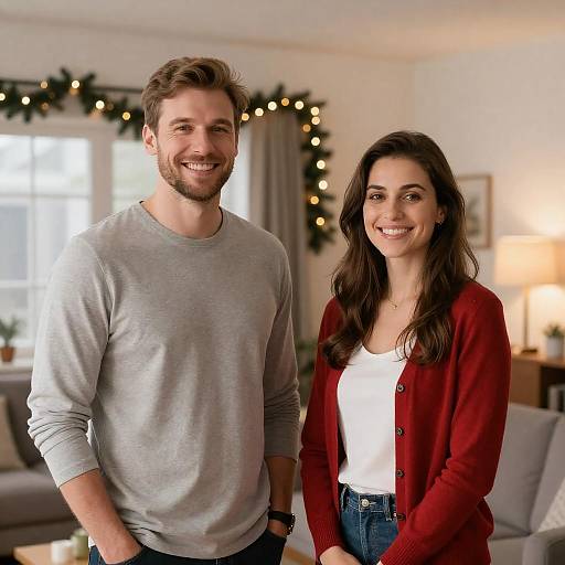 Holiday Couple in Cozy Living Room