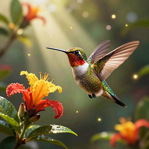 Graceful Hummingbird in Lush Rainforest