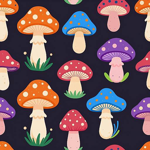 Colorful Psychedelic Mushroom Pattern Design