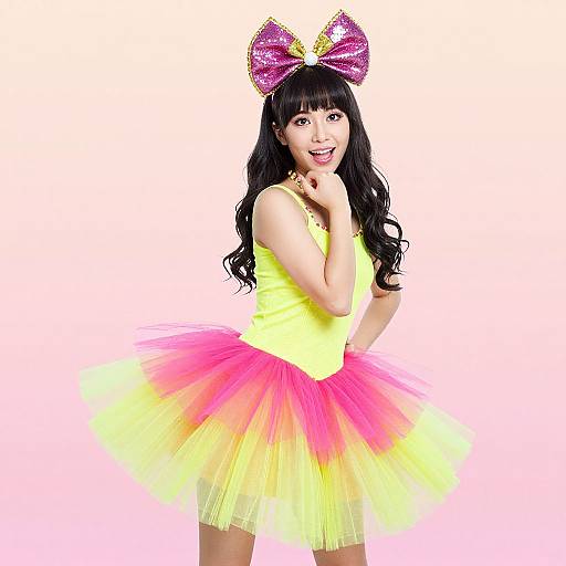 Adult in Jojo Siwa Costume Pose