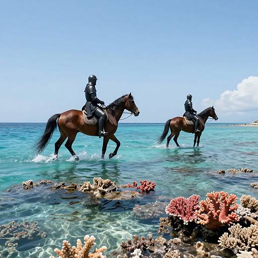 Dark Knights Over Surreal Seascape