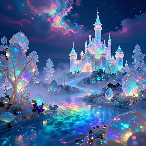 Mystical Glowing Opal Landscape