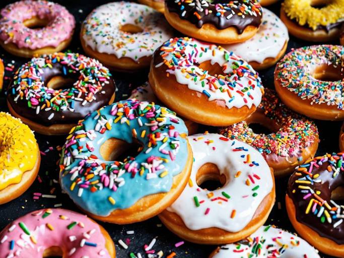 Close-Up Donuts with Colorful Sprinkles