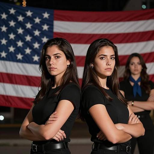 Dramatic Scene with Women and Flag