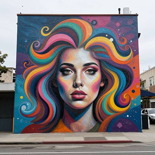 Surreal Vibrant Woman Mural