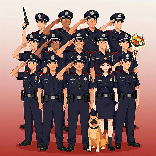 Dynamic Police Officers Group Portrait