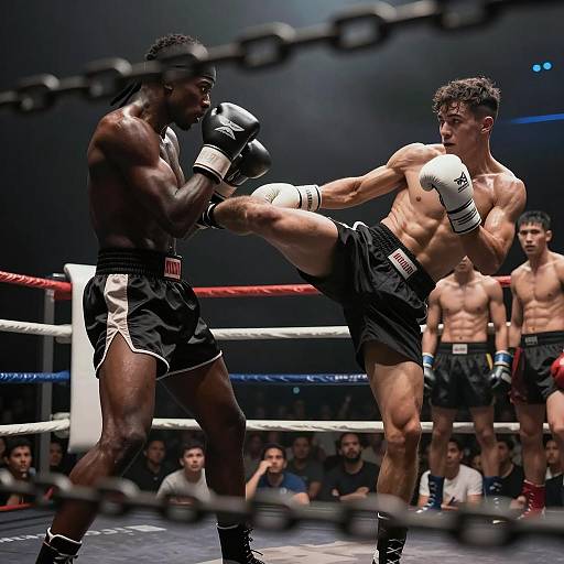 Intense Boxing Match in Smoky Ring