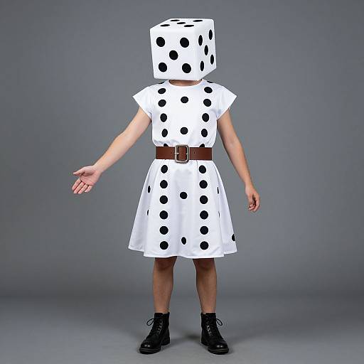 Dice-Inspired White Dress Costume