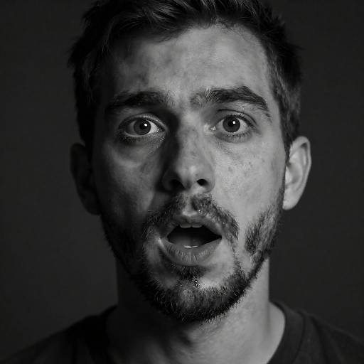 Dramatic Black-and-White Portrait of Shock