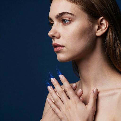 Topless Woman with Pixel Particles Portrait