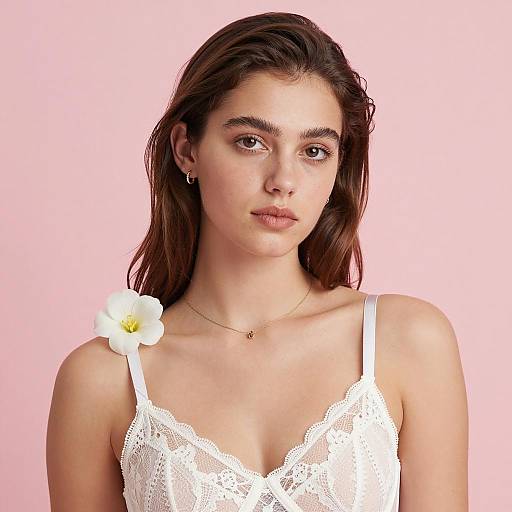 Young Woman Portrait with Floral Accent