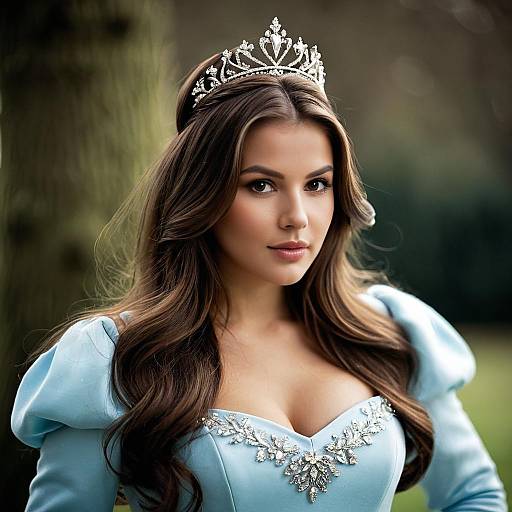 Young Woman in Princess Dress and Tiara