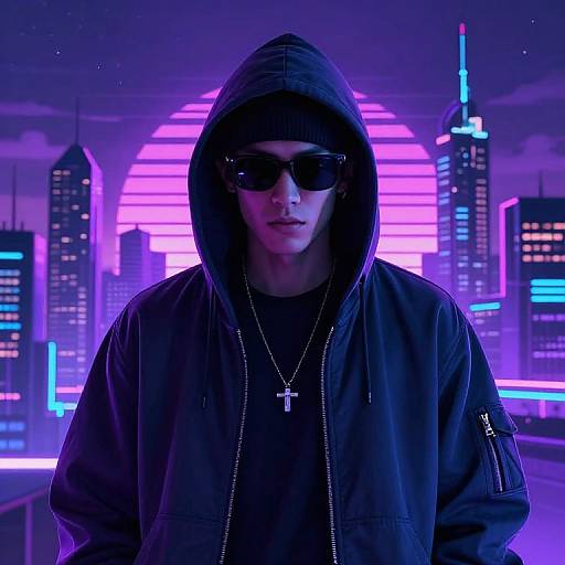 Phonk Mysterious Figure Vaporwave Scene