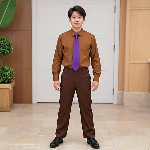 Male Nintendo Costume with Purple Tie