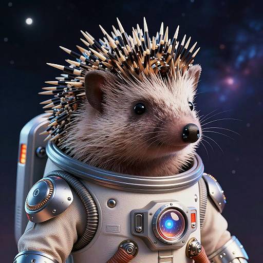 Cybernetic Hedgehog in Spacesuit Illustration